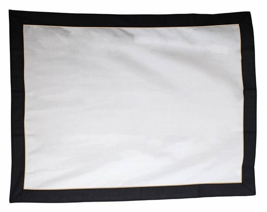 Obrus biały z czarną oblamówką 140x180cm UPOMINKARNIA