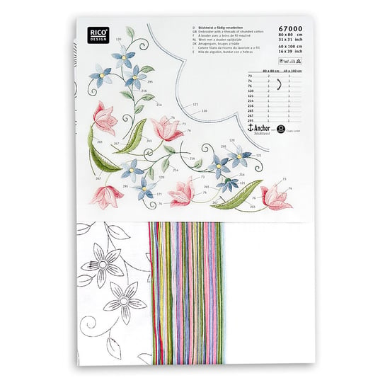Obrus do haftowania, 80x80 cm, kwiatowy szlak Rico Design GmbG & Co. KG