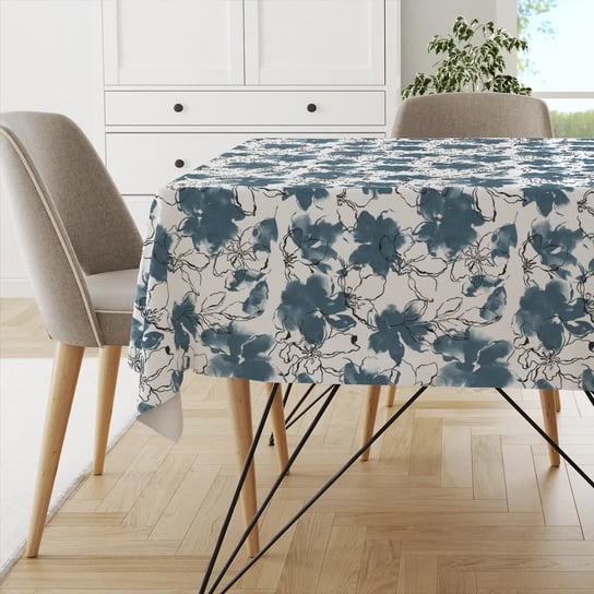 Obrus FLORAL wzór F33 | niebieskie akwarelowe kwiaty 130 x 170 cm Decordruk