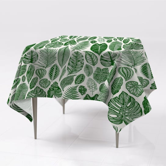 Obrus na stół do pokoju Palmowe liście ze wzorem, Fabricsy, 150x150 cm Fabricsy