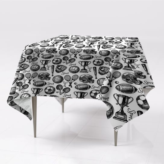 Obrus na stół do pokoju Sportowe motywy ze wzorem, Fabricsy, 150x150 cm Fabricsy