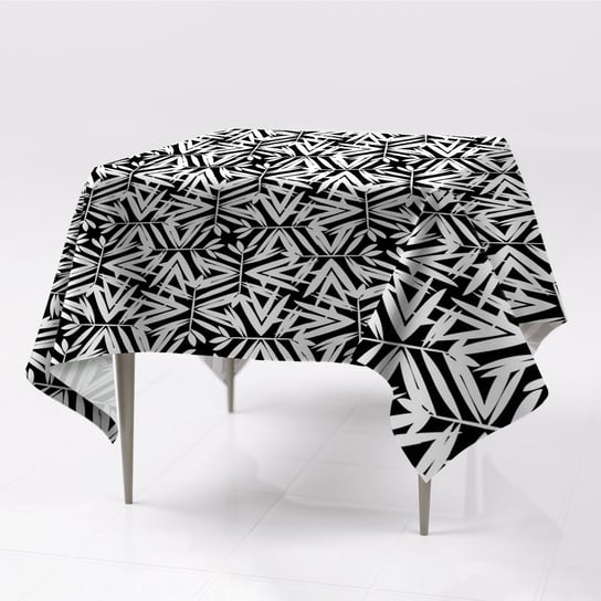 Obrus na stół gładki nowoczesny Czarno-biały wzór, Fabricsy, 150x150 cm Fabricsy