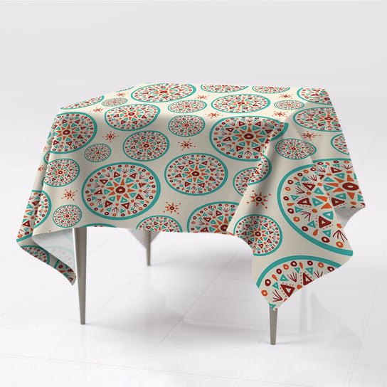 Obrus na stół gładki tkanina Indyjska sztuka wzór, Fabricsy, 150x150 cm Fabricsy