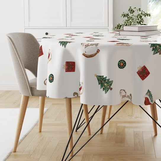 Obrus okrągły XMAS wzór XM14 | Święta na biegunach średnica 110 cm Decordruk