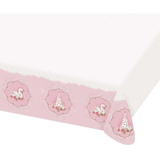 Obrus papierowy, Princess for a Day, biało-różowy, 120x180 cm 