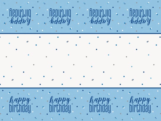 Obrus urodzinowy niebieski Happy Birthday - 137 x 213 cm - 1 szt. Unique