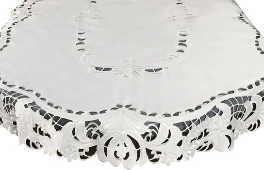 Obrus z haftem, 110x160, biały w kwiaty, OH-150-A Dekorart