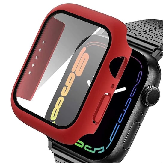 Obudowa Alogy 2w1 nakładka + szkło do Apple Watch 7 41mm Czerwona 4kom.pl