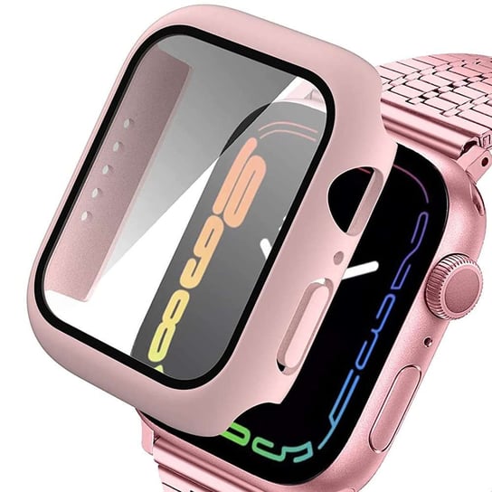 Obudowa Alogy 2w1 nakładka + szkło do Apple Watch 7 41mm Różowa 4kom.pl