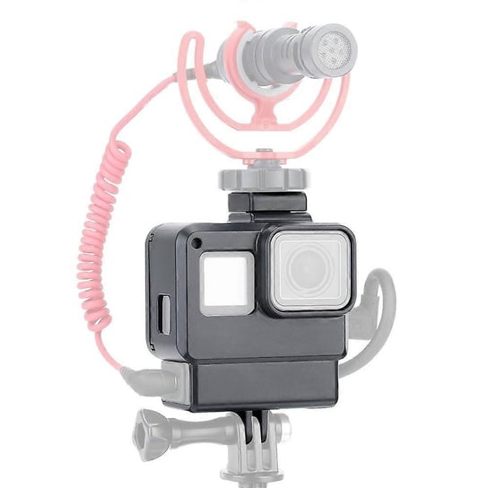 Obudowa kamery sportowej Vlog Case z ramą do vlogowania i zimną stopką do GoPro Hero 7 6 5, czarna, do mikrofonu zewnętrznego i adaptera Pro 3,5 mm Inna marka