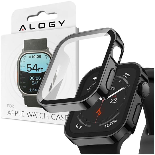 Obudowa ochronna z szkłem Alogy Protector Case 2w1 nakładka etui do Apple Watch 7/8 41mm Czarna Alogy