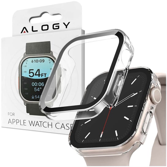 Obudowa ochronna z szkłem Alogy Protector Case 2w1 nakładka etui do Apple Watch 7/8 41mm Przezroczysta Alogy