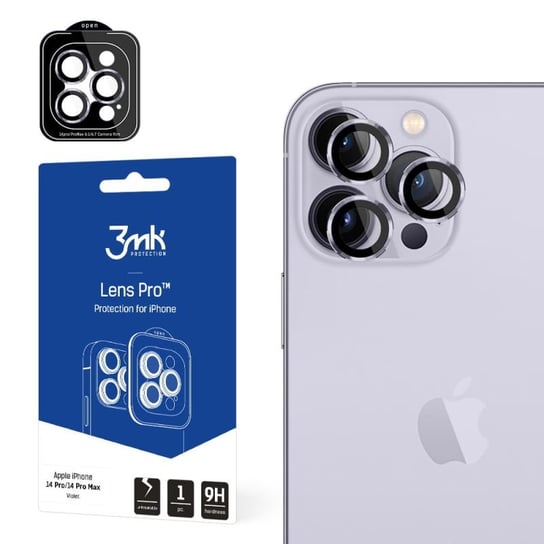 Ochrona na obiektyw aparatu do Apple iPhone 14 Pro/14 Pro Max  - 3mk Lens Protection Pro fioletowy 3MK