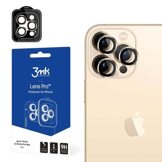 Ochrona na obiektyw aparatu do Apple iPhone 14 Pro/14 Pro Max  - 3mk Lens Protection Pro złoty 3MK