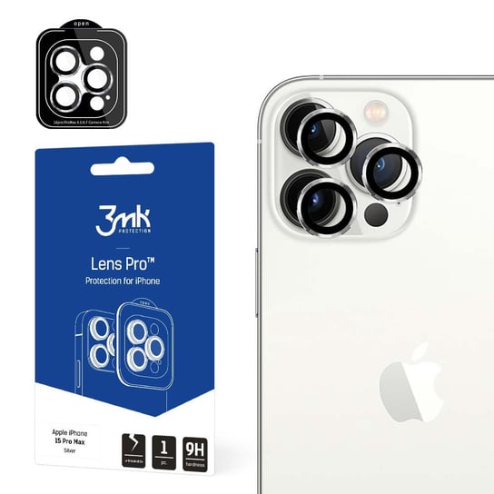 Ochrona na obiektyw aparatu do iPhone 15 Pro Max - 3mk Lens Protection Pro Silver Apple