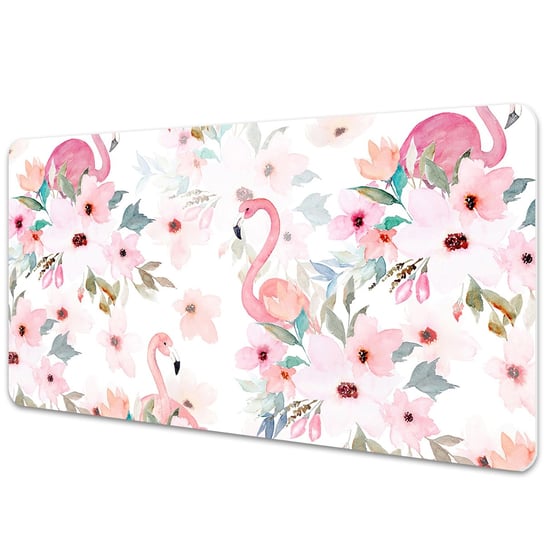 Ochronna mata na biurko Flamingi kwiaty 90x45 cm Dywanomat