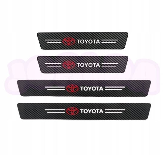 OCHRONNE nakładki NAKLEJKI folia NA PROGI logo TOYOTA carbon 4 szt. Toyota