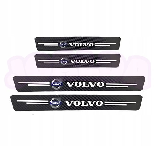 OCHRONNE nakładki NAKLEJKI folia NA PROGI logo VOLVO carbon 4 szt. Volvo