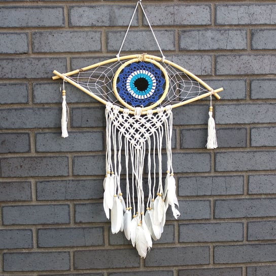 Ochronny Dreamcatcher - Makrama Evil Eye - Czarny ANCIENT WISDOM