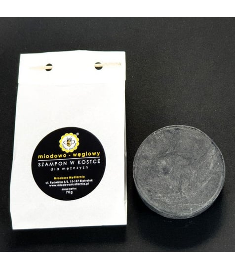 Oczyszczający szampon w kostce Miodowo-węglowy dla mężczyzn, UZUPEŁNIENIE, 70 g, Miodowa Mydlarnia Miodowa Mydlarnia