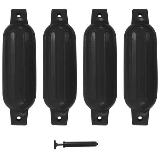 Odbijacze do łodzi, 4 szt., czarne, 41x11,5 cm, PVC vidaXL