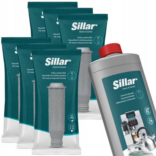 Odkamieniacz do ekspresu 1l + 6x filtr Sillar do wody do ekspresu Krups Sillar