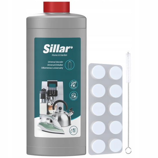 Odkamieniacz do ekspresu 1l tabletki odtłuszczające ekspres 10 szt + czyścik Sillar