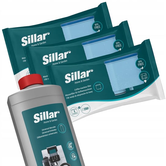 Odkamieniacz do ekspresu Sillar 1l + 3x filtr do ekspresu Phillips Saeco Sillar