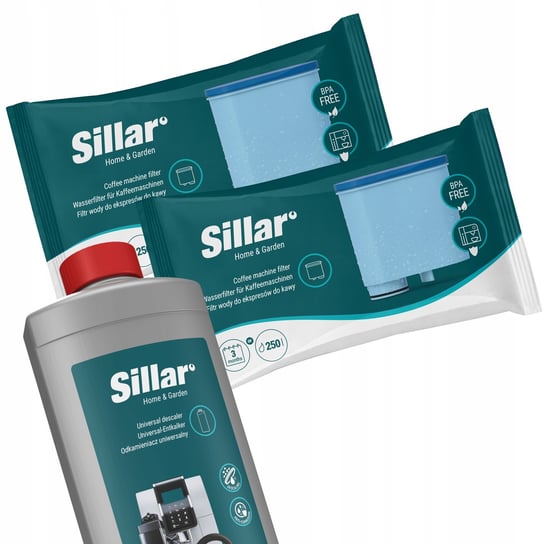 Odkamieniacz Sillar do ekspresu 1l + 2x filtr do ekspresu Saeco Phillips Sillar