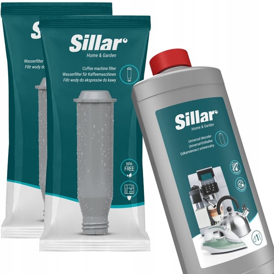Odkamieniacz Sillar do ekspresu 1l + 2x filtr wody do ekspresu Nivona Krups Sillar