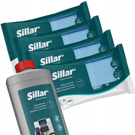 Odkamieniacz Sillar do ekspresu 1l + 4x filtr do wody Phillips Saeco Sillar
