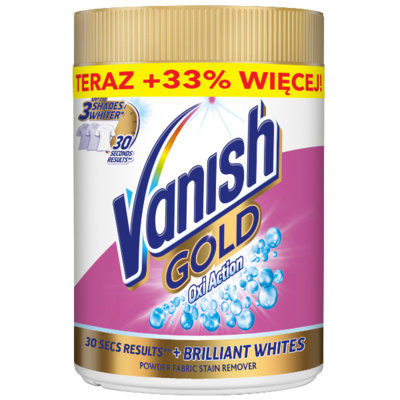 Odplamiacz do białych tkanin w proszku, VANISH Gold White, 940 g Vanish