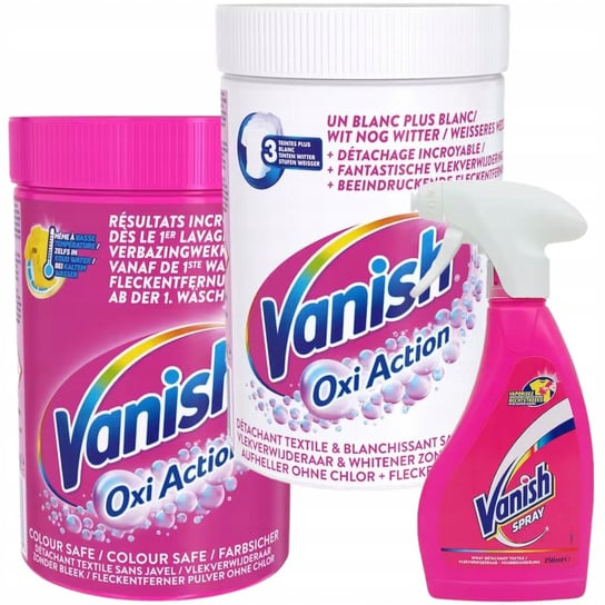 Odplamiacz Kolor Białe Proszek Spray Vanish Zestaw Vanish