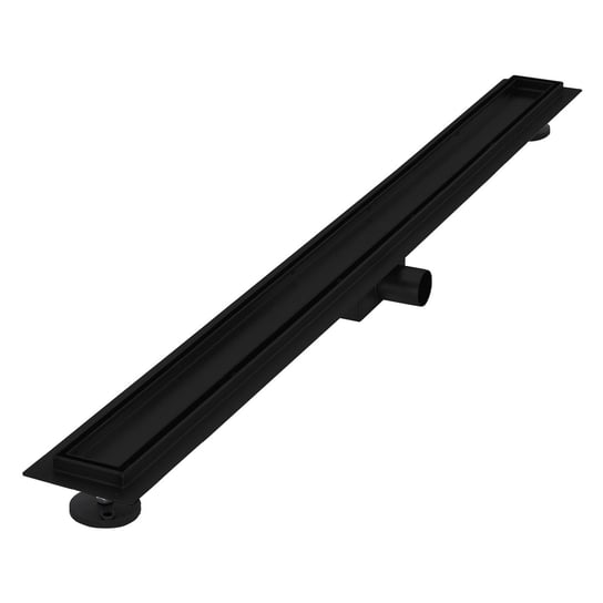 Odpływ liniowy ze stali nierdzewnej z płytką 100 cm i komplet syfonowy w kolorze czarnym, płaski LuxeBath LuxeBath