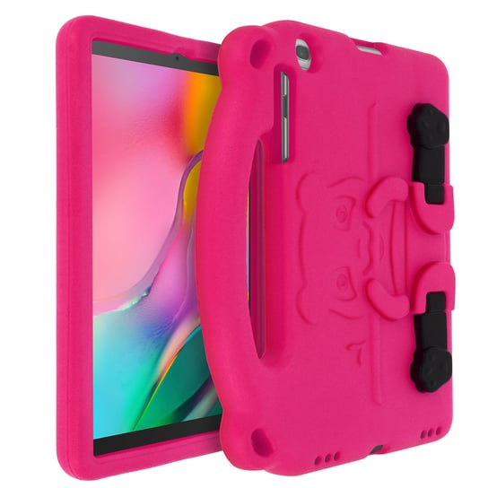 Odporne na wstrząsy etui Panda Bear Galaxy Tab A 10.1 2019 Kid EVA Foam Kickstand — różowe Avizar