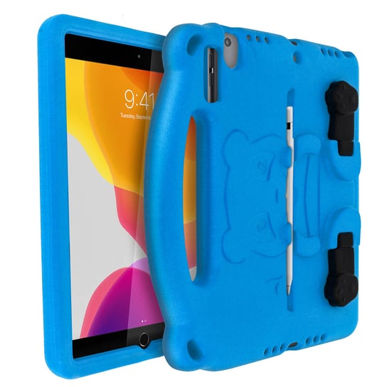 Odporny na wstrząsy futerał Panda Bear na iPada 2019 10.2 na podstawkę z pianki EVA dla dzieci - niebieski Avizar