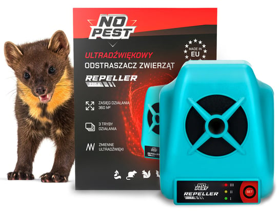Odstraszacz NO PEST na Kuny 220.6 Ultradźwiękowe Urządzenie do Odstraszania Kun Łasic Myszy Szczurów Gryzoni Psów Kotów NO PEST