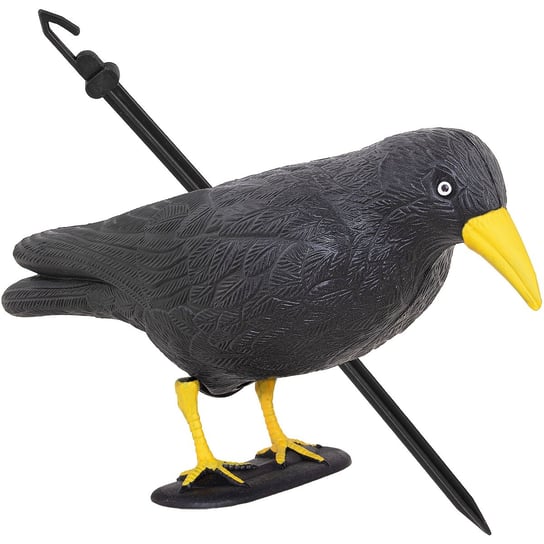 Odstraszacz ptaków 11x39x18,5cm stojący kruk czarny z żółtym dziobem Springos