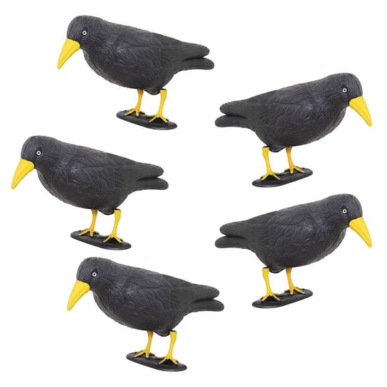 Odstraszacz ptaków 11x39x18,5cm stojący kruk czarny z żółtym dziobem zestaw 5 szt. Springos