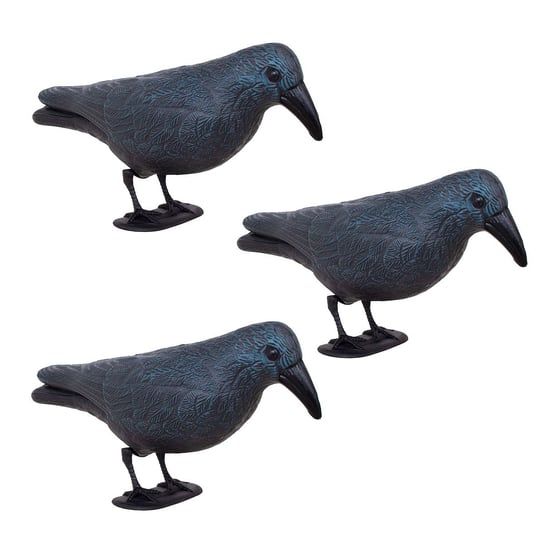 Odstraszacz ptaków 11x39x18,5cm stojący kruk granatowo-czarny zestaw 3 szt. Springos