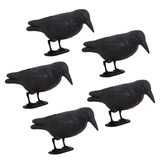Odstraszacz ptaków 5 szt. 11x39x18,5cm stojący kruk na gołębie, szpaki, czarny Springos