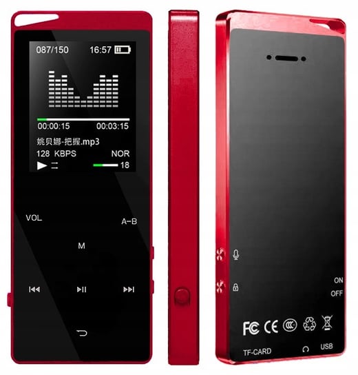 Odtwarzacz MP4 X03 16GB bluetooth głośnik MP3 czerwony Inna marka