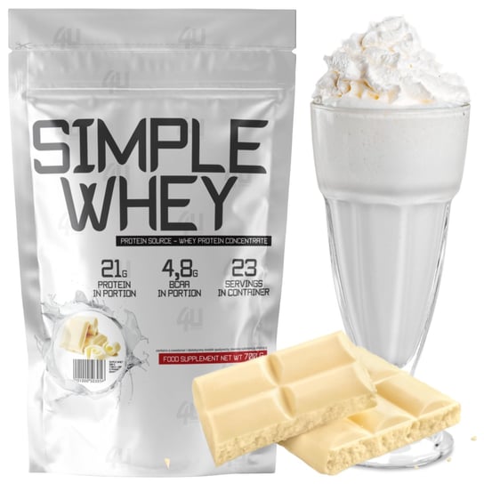 Odżywka białkowa Białko Serwatkowe Biała Czekolada WPC 4U Nutrition Simple Whey 700g  Shake na Odchudzanie 4U NUTRITION