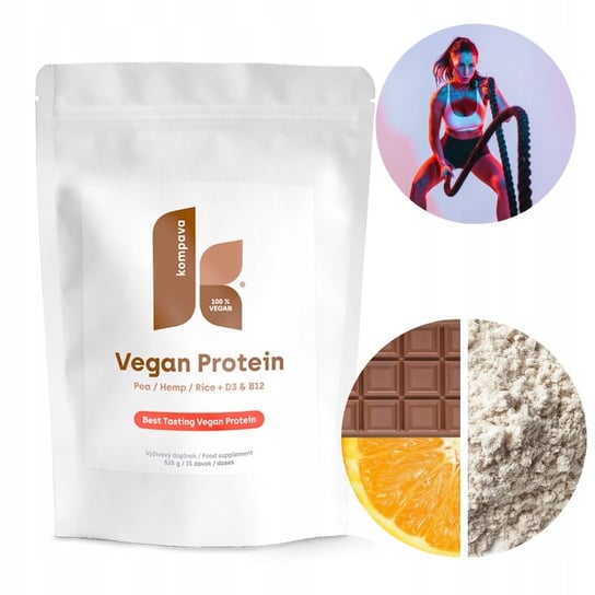 Odżywka białkowa Kompava Vegan Protein 525 g dla kobiet wegańska bez cukru z kakao 100%