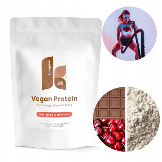 Odżywka białkowa Kompava Vegan Protein 525 g dla kobiet wegańska bez cukru z kakao 100%