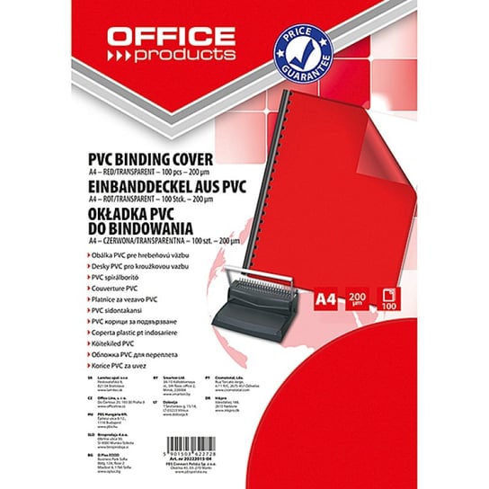 Office Products, Okładki Do Bindowania, Czerwony, A4, 100 Szt. Office Products