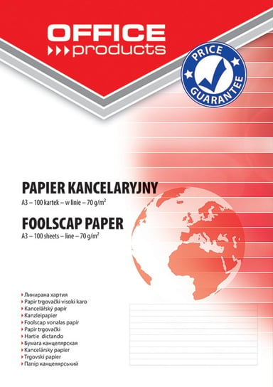 Office Products, Papier kancelaryjny w linie A3, 100 ark. Office Products