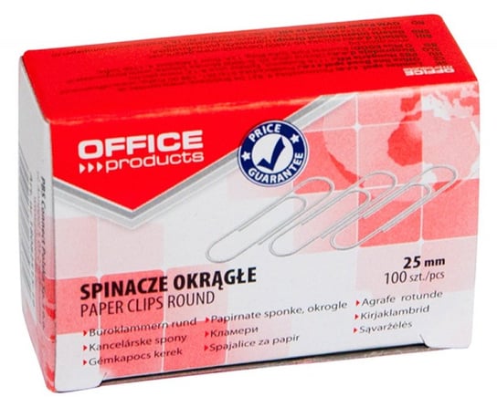 Office Products, Spinacze okrągłe 25 mm, Srebrny, 100 szt. Office Products
