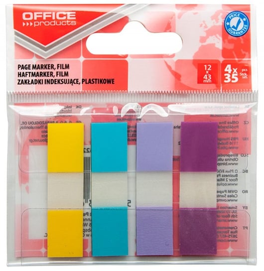 Office Products, Zakładki indeksujące PP 12x43mm zawieszka mix kolorów pastel, 140 szt. Office Products