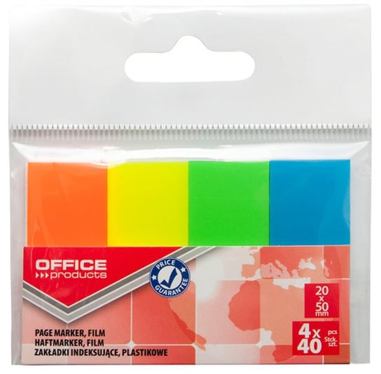 Office Products, Zakładki indeksujące PP zawieszka mix kolorów neon 20x50 mm, 160 szt. Office Products